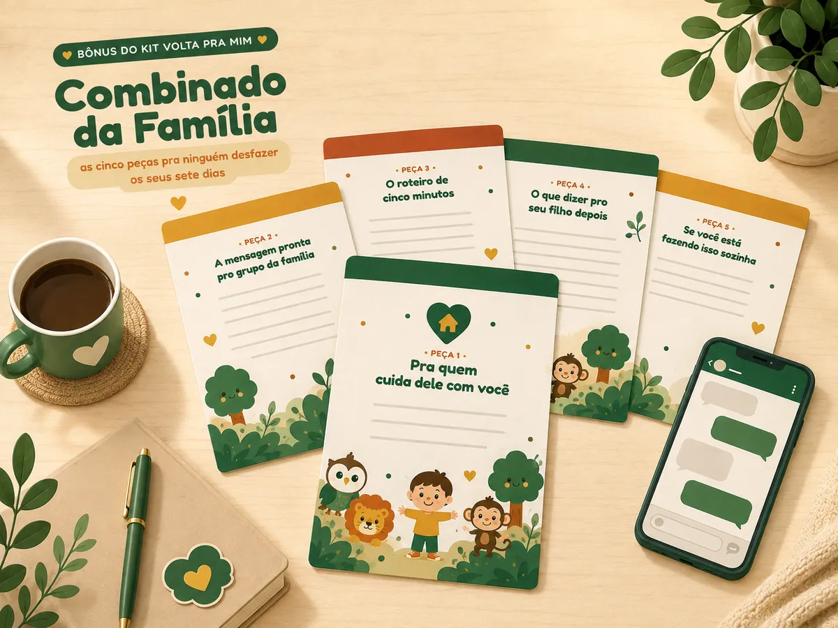 As cinco folhas do Combinado da Família impressas sobre a mesa